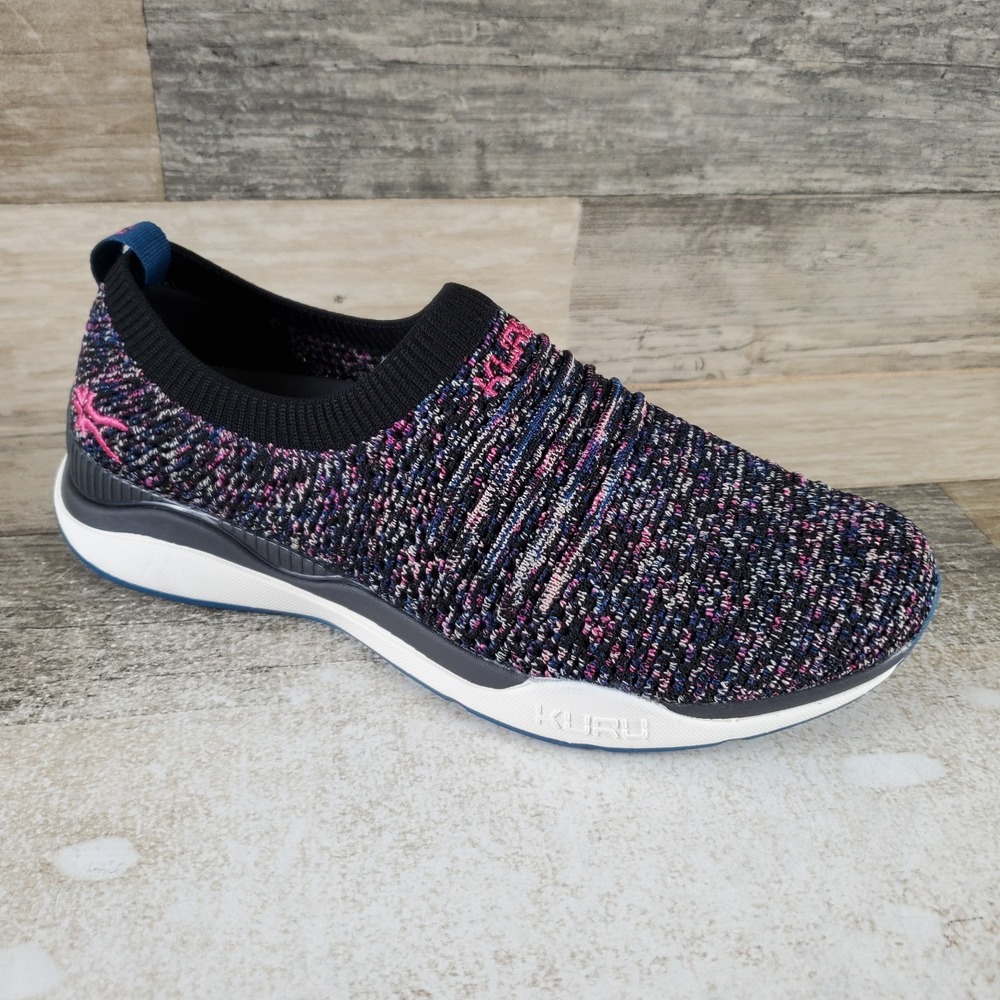 KURU Stride Womens Shoes Sz 8 Black Confetti‎ Comfort Knitted Slip-On Sneakers